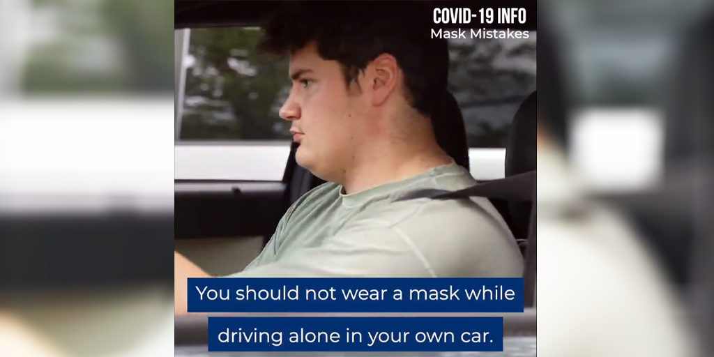 wearing a mask alone in the car