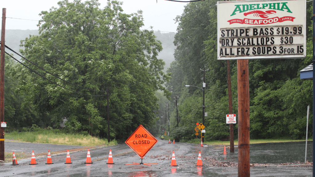 Flood waters closed S. Centre St. in Mount Carbon, just outside Pottsville, on Monday afternoon. Nearly 4 inches of rain fell on the Pottsville area in a short amount of time.
